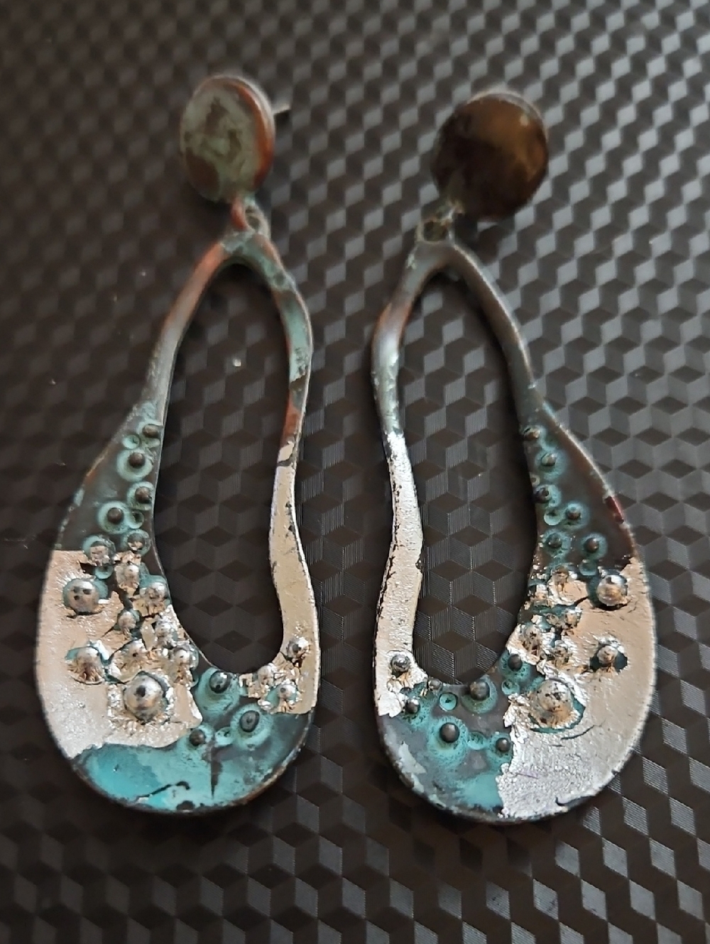 Handcrafted Turquoise-Patina Drop Earrings - Unbranded